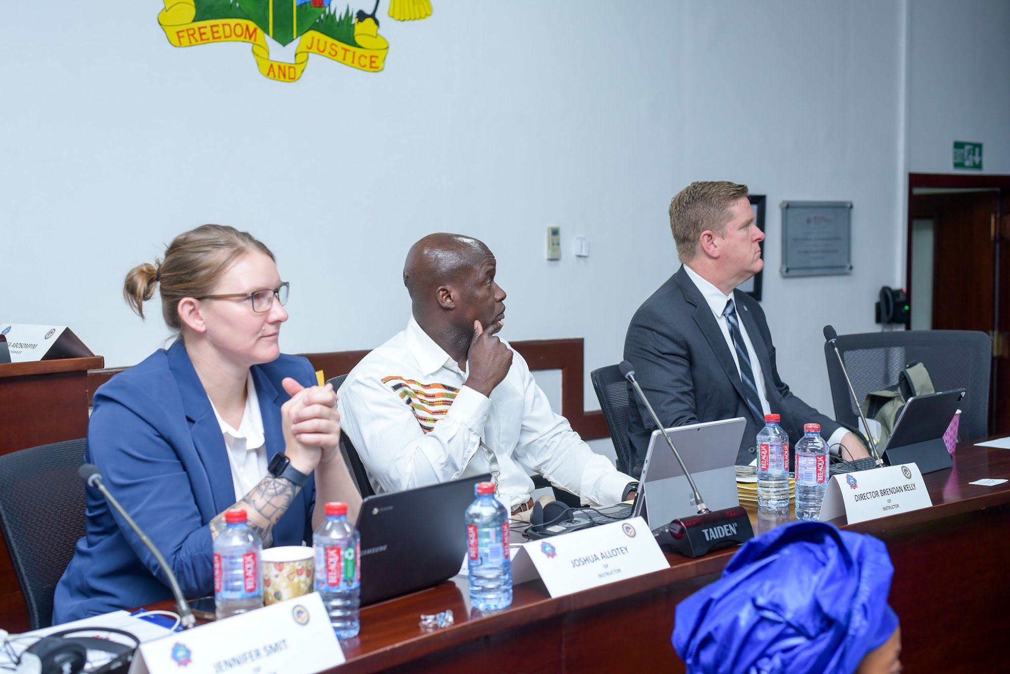 ISP Acting Master Sergeant Jennifer Smit, Sergeant Joshua Allotey, Director Brendan Kelly