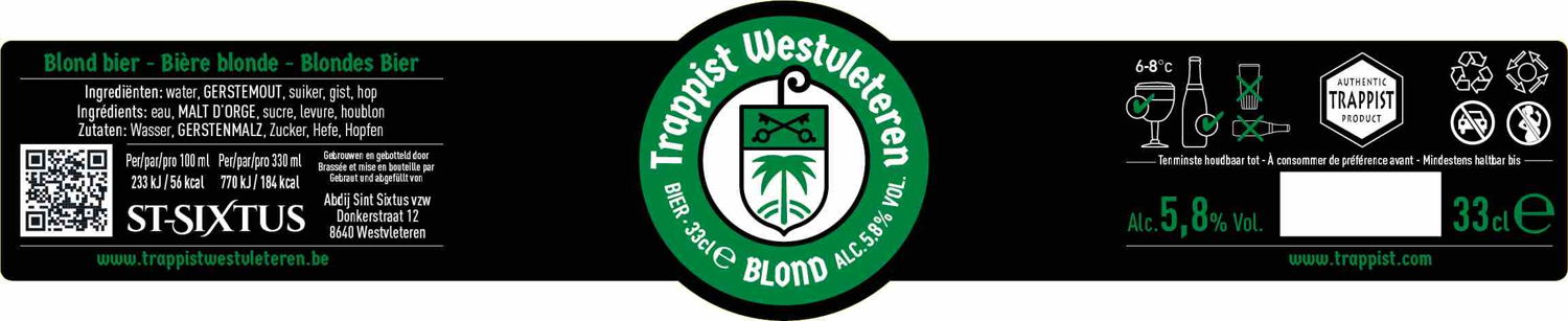 Etiket Trappist Westvleteren Blond