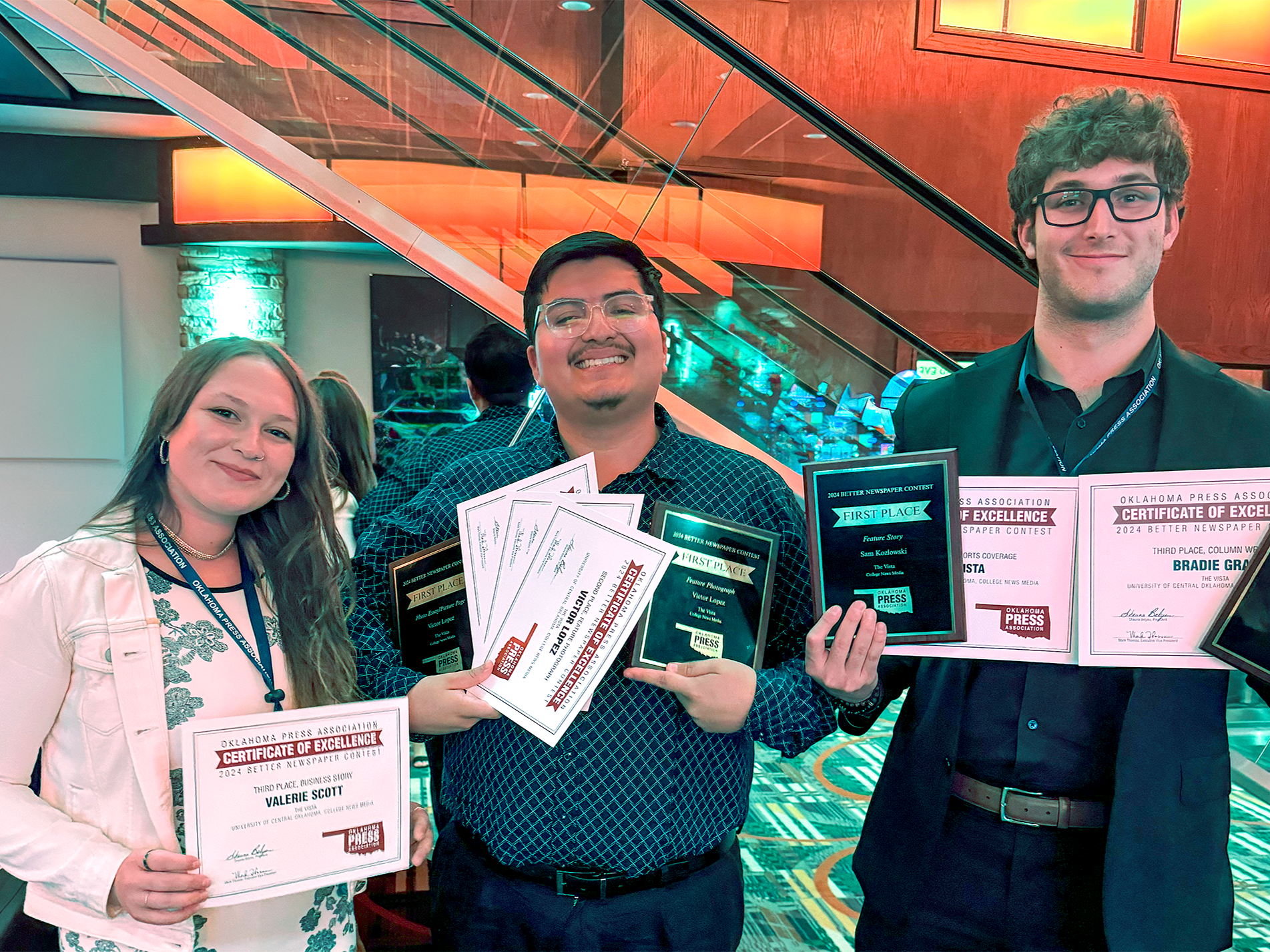 UCO Students, The Vista Win Awards in Statewide Newspaper Contest