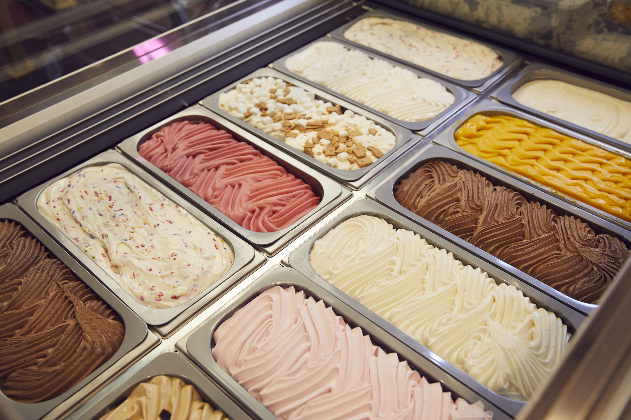 A rainbow of gelato flavors is available at Java, Etc. A rainbow of gelato flavors is available at Java, Etc.