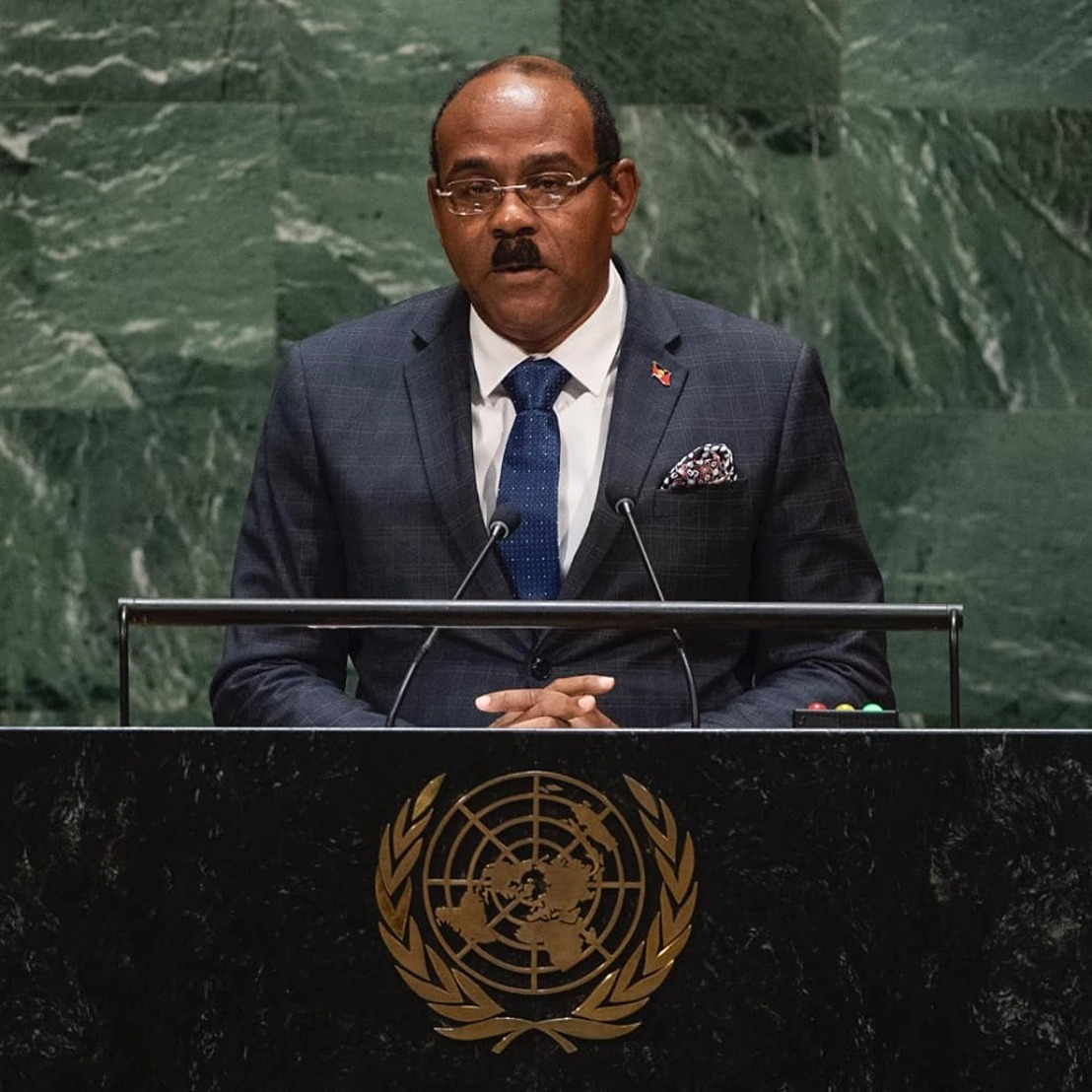 OECS Chairman The Hon. Gaston Browne, Prime Minister of Antigua and Barbuda, addresses the general debate of the 74th Session of the UN General Assembly