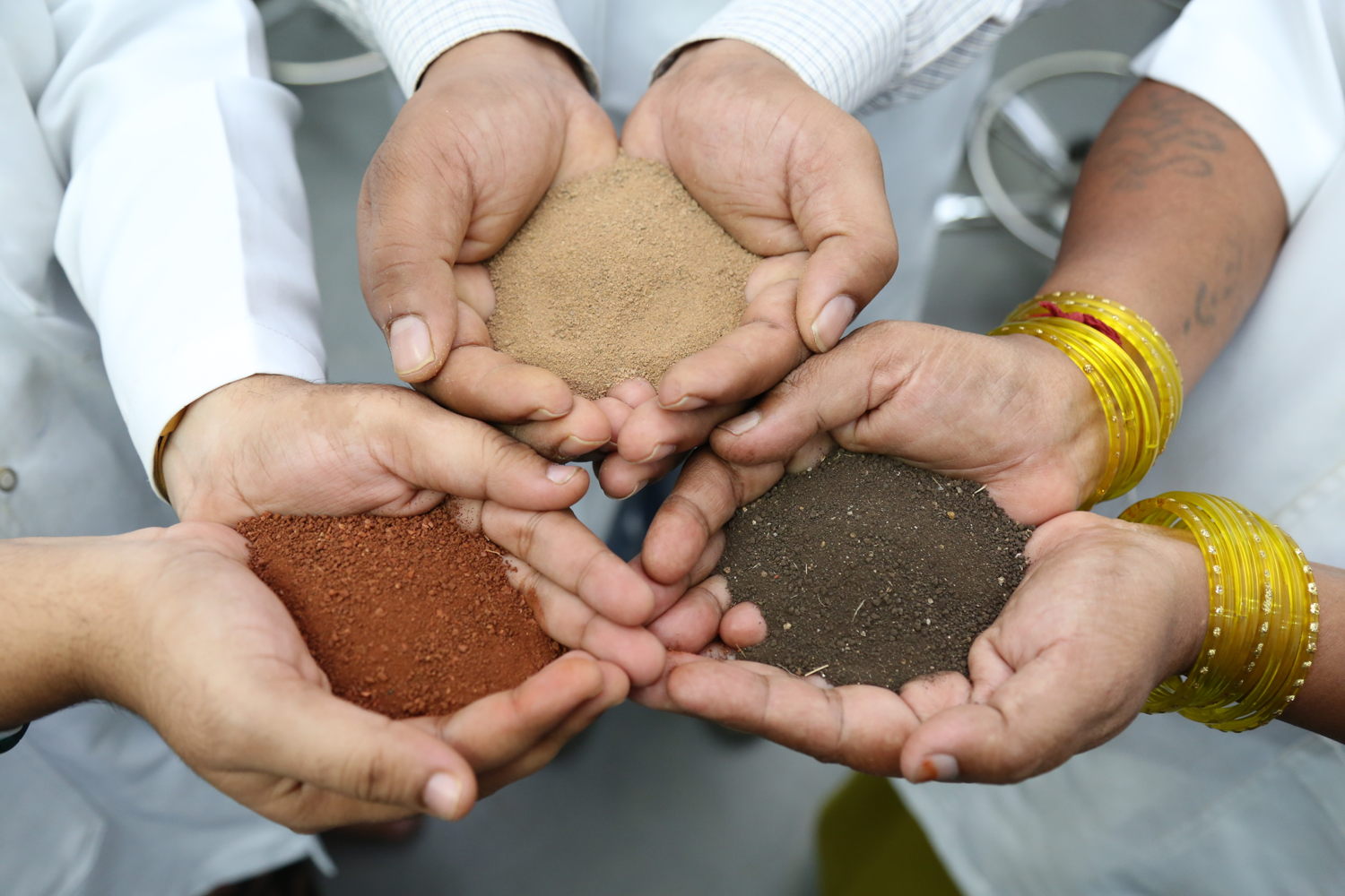 Different varieties of soil for cultivation.