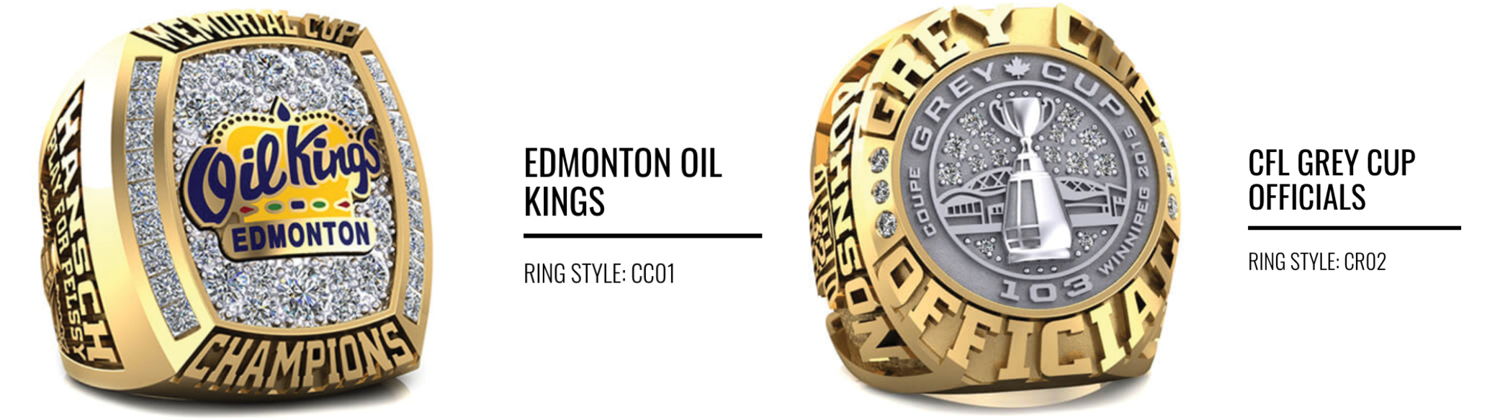 Example rings - Edmonton Oil Kings and CFL officials.