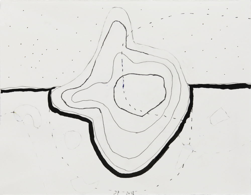 Jürgen Partenheimer, Hoffnungsloser Sand, #45, 2018, pencil and ink on paper, 27 x 33 cm