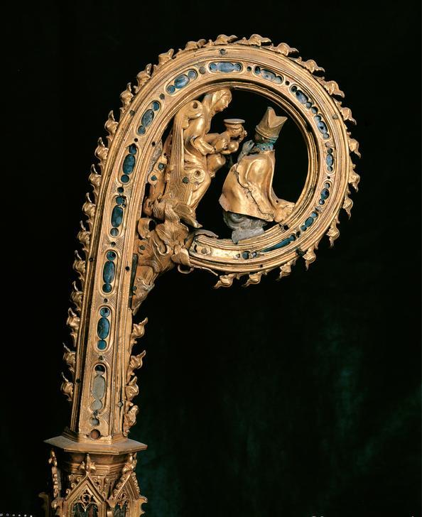 Crosier decorated with figures, 1425 – 1430. Bronze gilded and enamelled. Circle of Ghiberti Lorenzo, 15th Century. AKG1442948 © akg-images / Mondadori Portfolio / Nicolò Orsi Battaglini Crosier decorated with figures, 1425 – 1430. Bronze gilded and enamelled. Circle of Ghiberti Lorenzo, 15th Century. AKG1442948 © akg-images / Mondadori Portfolio / Nicolò Orsi Battaglini