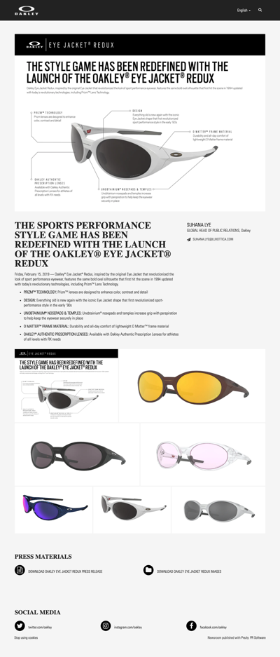 THE SPORTS PERFORMANCE STYLE GAME HAS BEEN REDEFINED WITH THE LAUNCH OF THE OAKLEY® EYE JACKET® REDUX