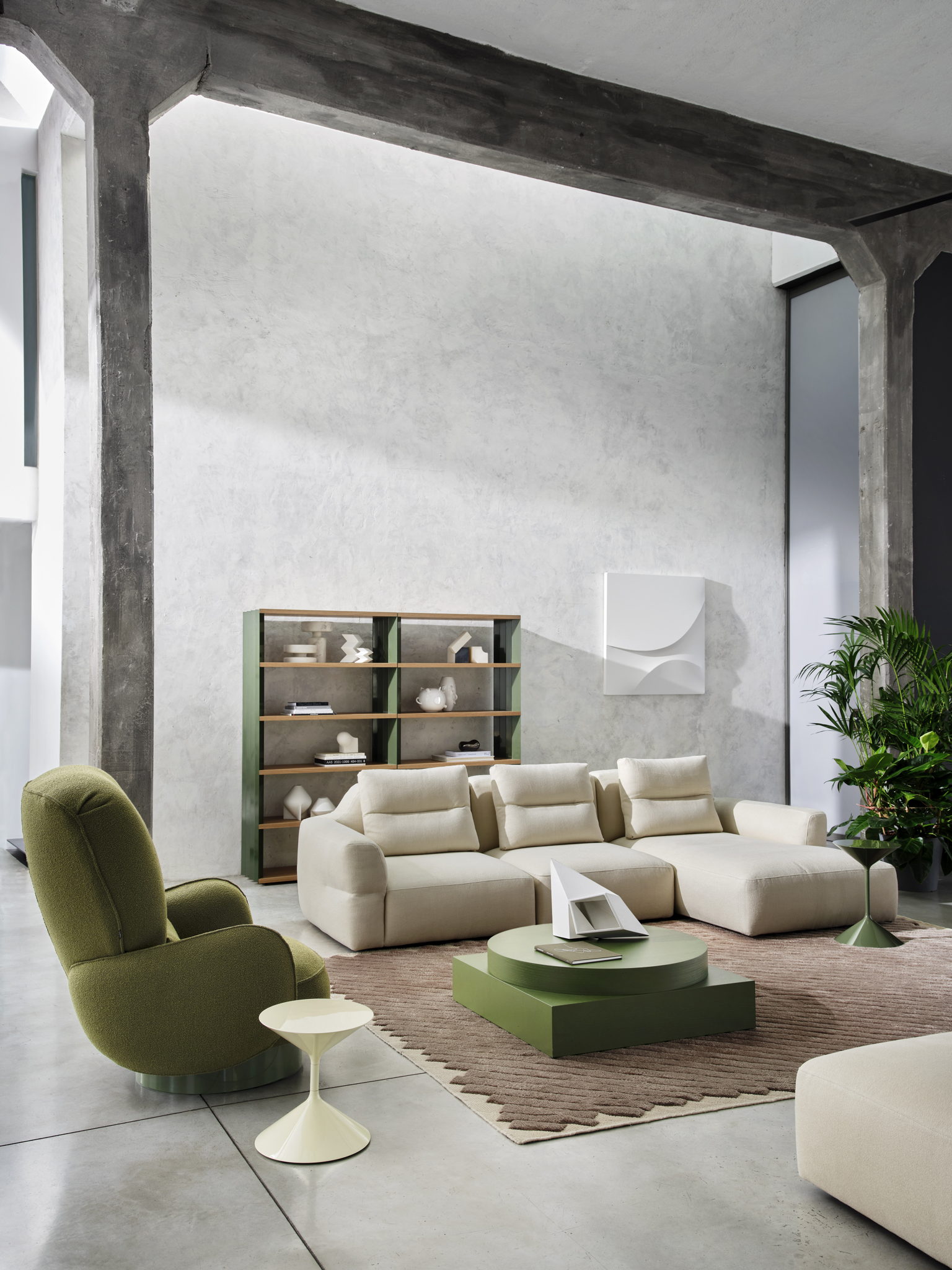 Bergère Yori-Kiri by Francesca Lanzavecchia and Fedrigo sofa by Vincent van Duysen for Zanotta Bergère Yori-Kiri by Francesca Lanzavecchia and Fedrigo sofa by Vincent van Duysen for Zanotta