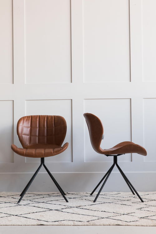 Brown Leather-Look Dining Chair