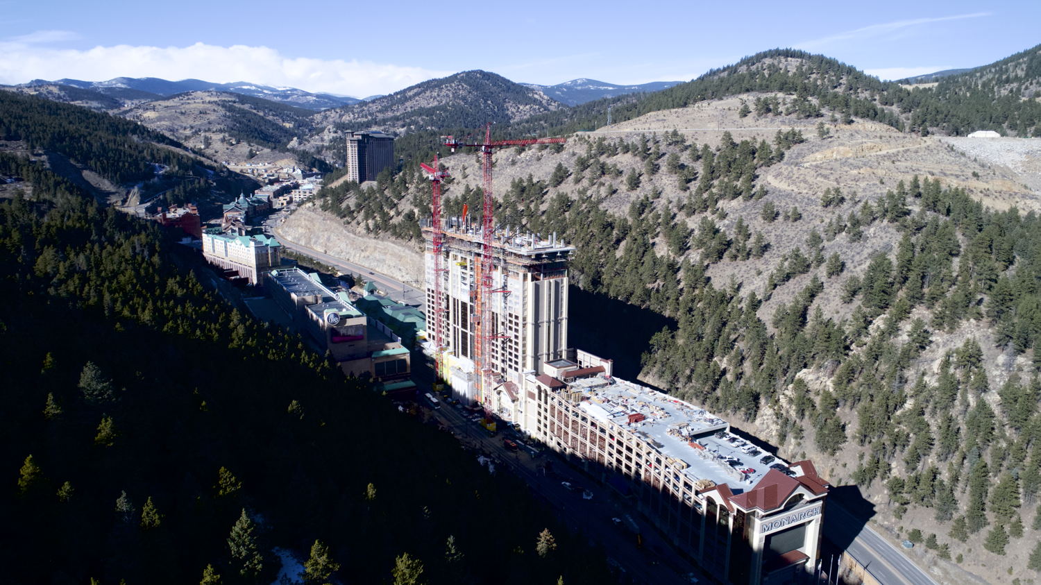 Drone shot of Monarch Casino Resort Spa