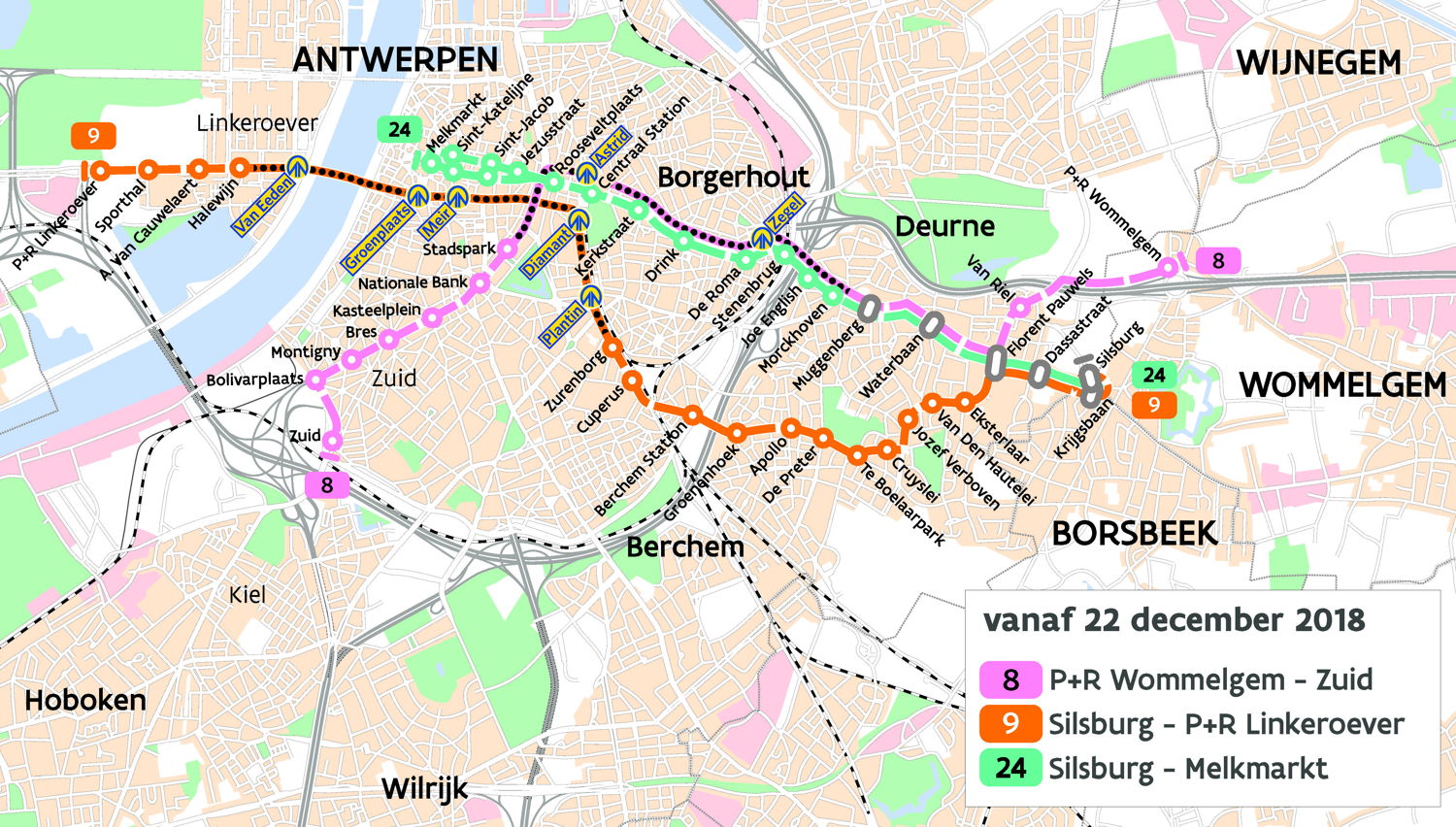 Tramnet in Deurne Zuid vanaf 22 december 2018.