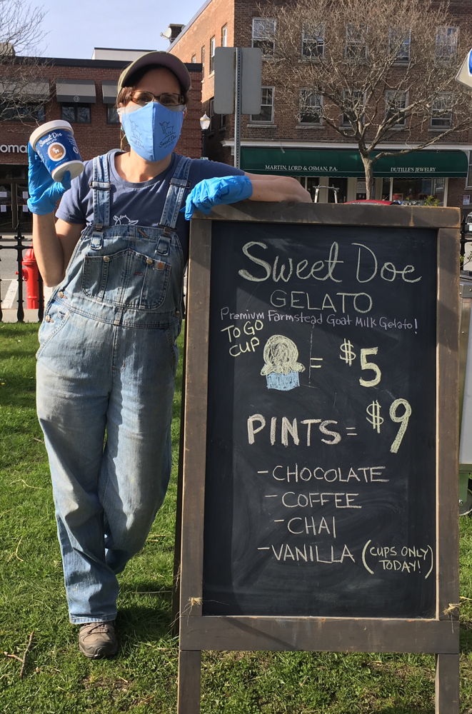 Lisa Davis of Sweet Doe Gelato in Chelsea, Vermont sells at the Lebanon Farmers Market and at independent grocers such as the Hanover Co-op Food Stores.