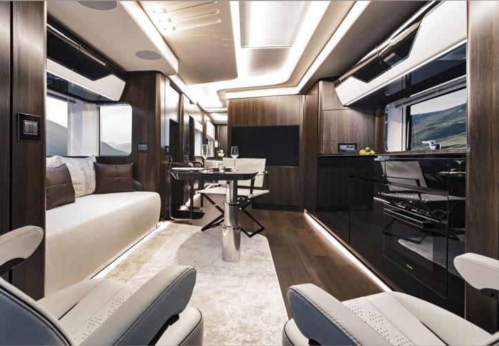 DembellMotohromes_smallgaragemodel_interior_designbyGaleazzi_lounge_tableup_photoby_PeterMosoni