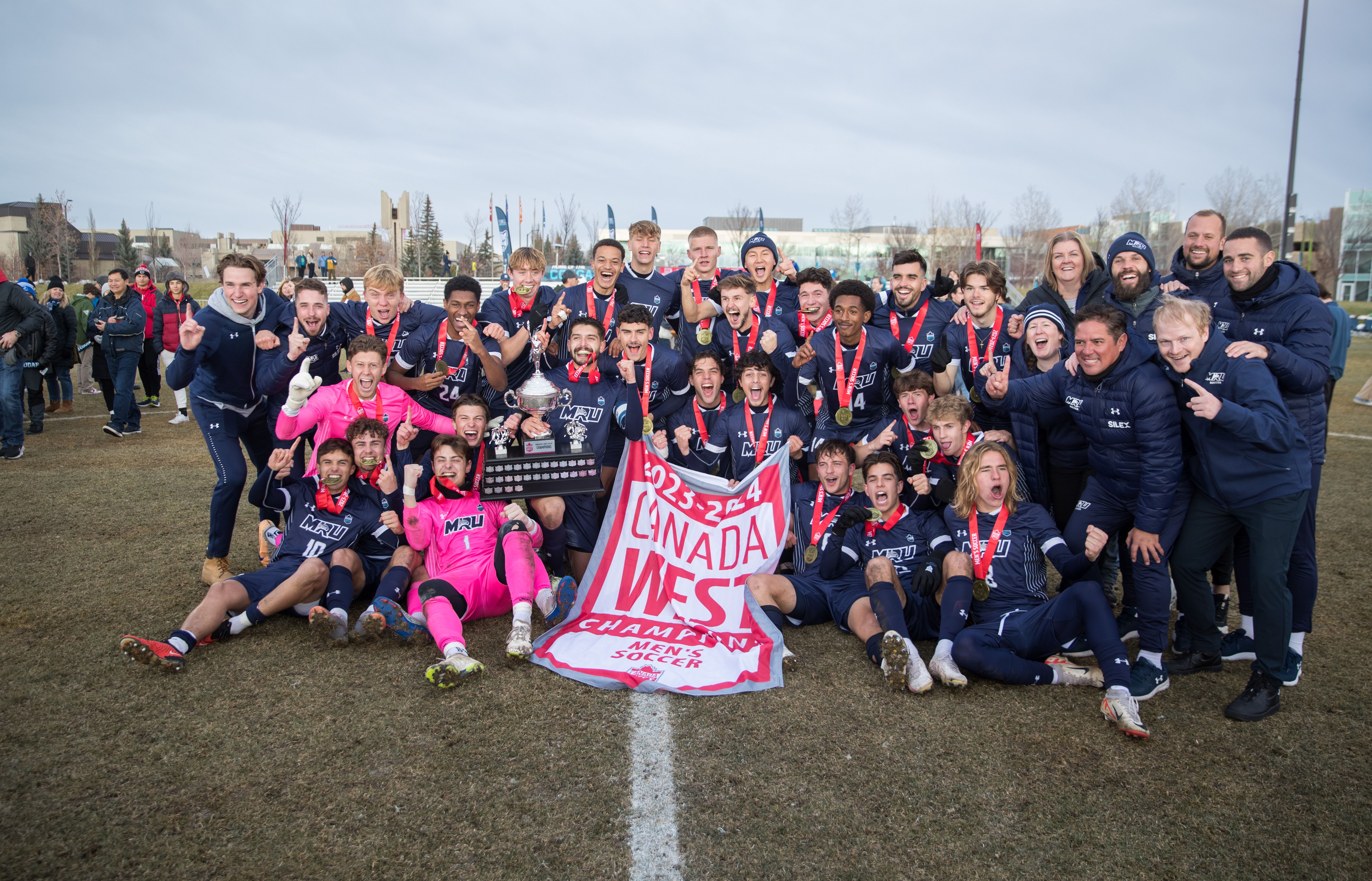 MRU captured their first CW men's soccer championship in 2023. Photo by Adrian Shellard.