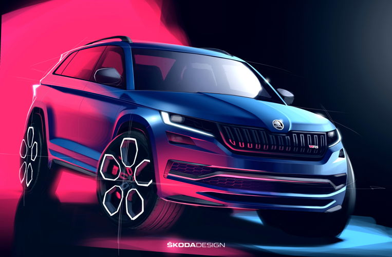 The new ŠKODA KODIAQ RS, on the other hand, will soon enter series production. The first SUV to feature the new, red RS logo comes with a 176-kW (240-PS) diesel engine, the most powerful production diesel in ŠKODA history.