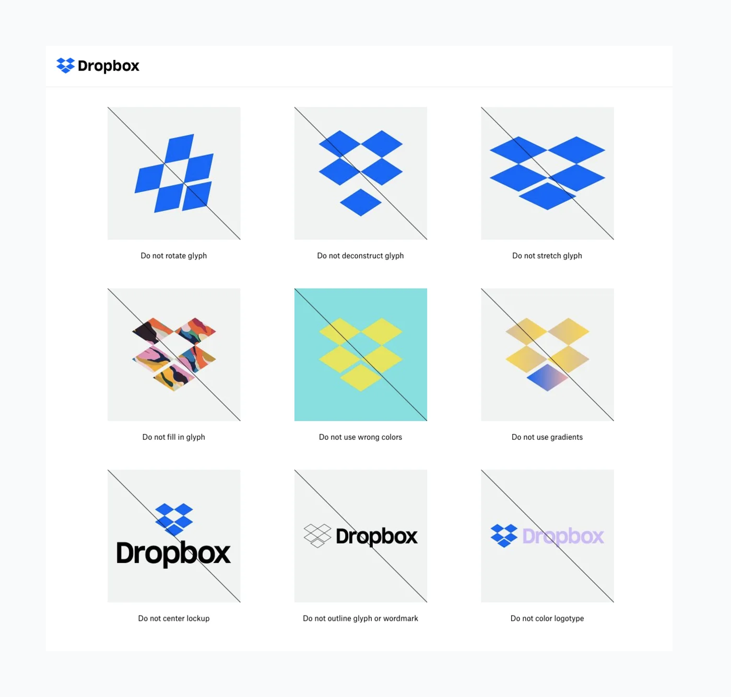 Dropbox provides guidelines on logo use in their press kit.