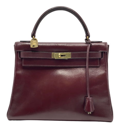 Hermès Vintage Kelly Burgundy Calf Leather