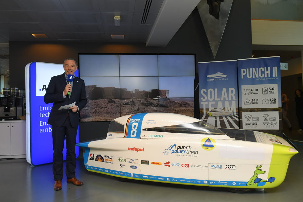 Marc Lambotte, CEO van Agoria, kondigt het Agoria Solar Team aan