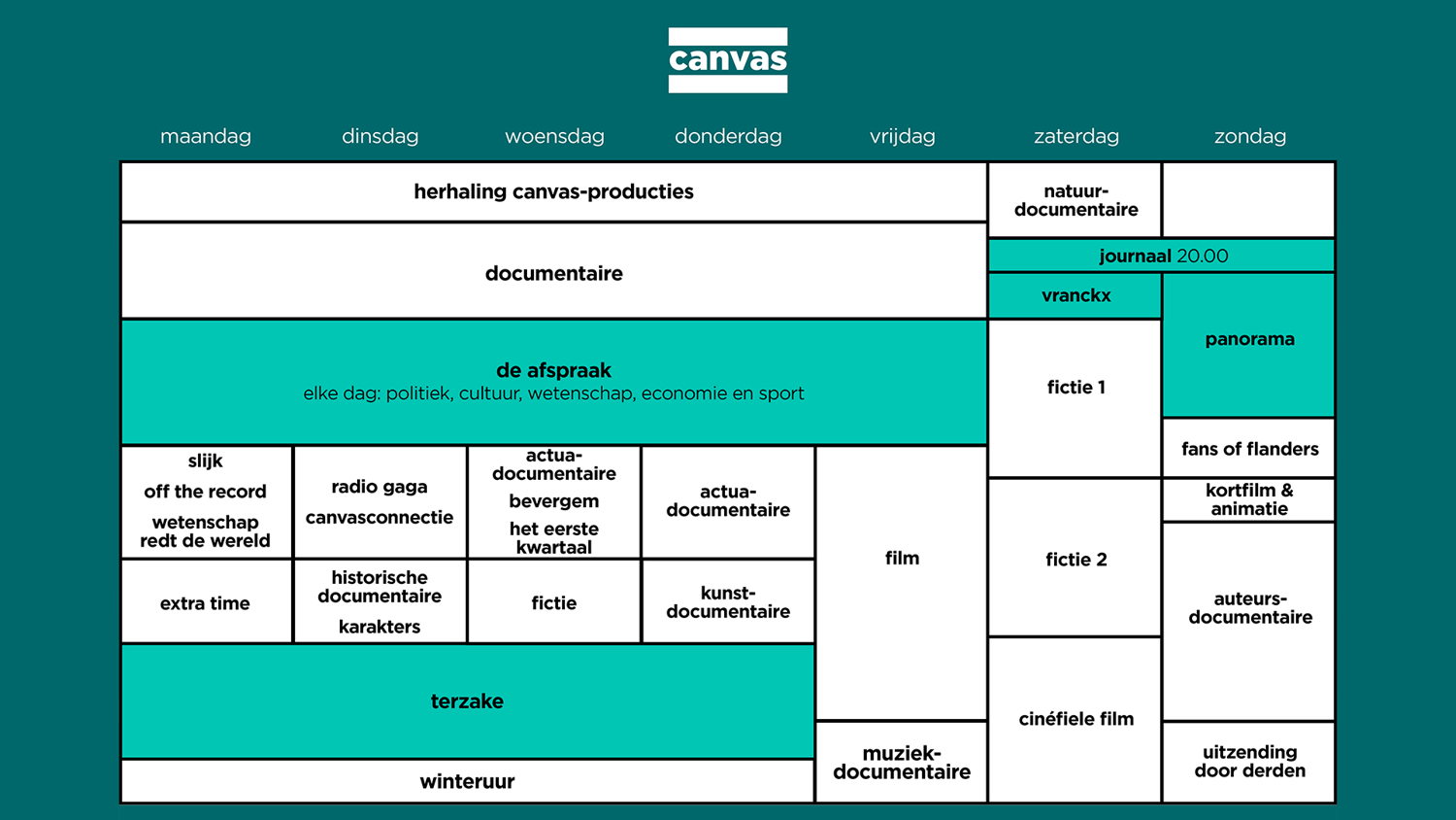 Programmaschema Canvas Najaar 2015 - Vanaf maandag 24 augustus