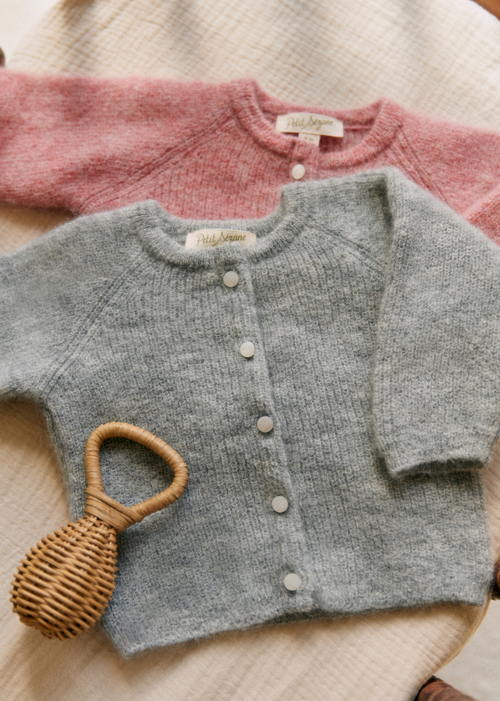 Petit Sézane - Gilet Bébé AMOUR Gris chiné clair Petit Sézane - Gilet Bébé AMOUR Gris chiné clair