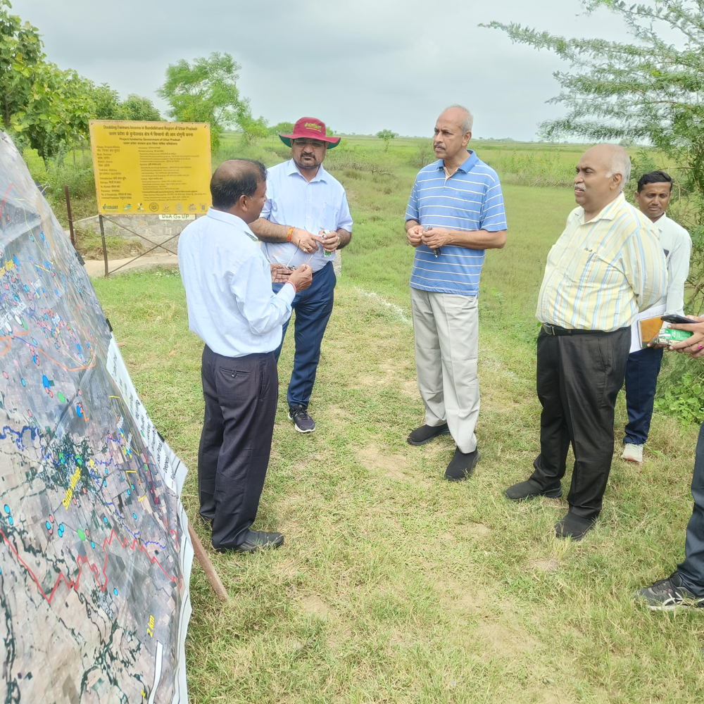 Dr Ramesh Singh explains the various landscape rejuvenation interventions at Sutta village in Jhansi district.