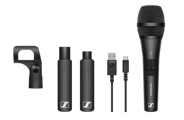 Mit dem Vocal-Set der Serie kann sofort losgelegt werden: Es enthält das dynamische Nierenmikrofon XS 1, eine Mikrofonklemme, einen Sender, einen Empfänger und ein Ladekabel (USB-A auf USB-C)