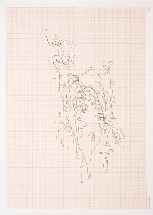 Meessen De Clercq_Nicolas Lamas_Eye tracking_2016_Drawing on graph paper_30,5x42,5 cm 