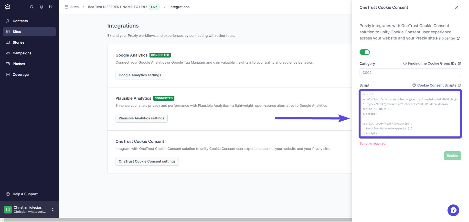 Although we include an example, this also changes depending on your specific OneTrust settings