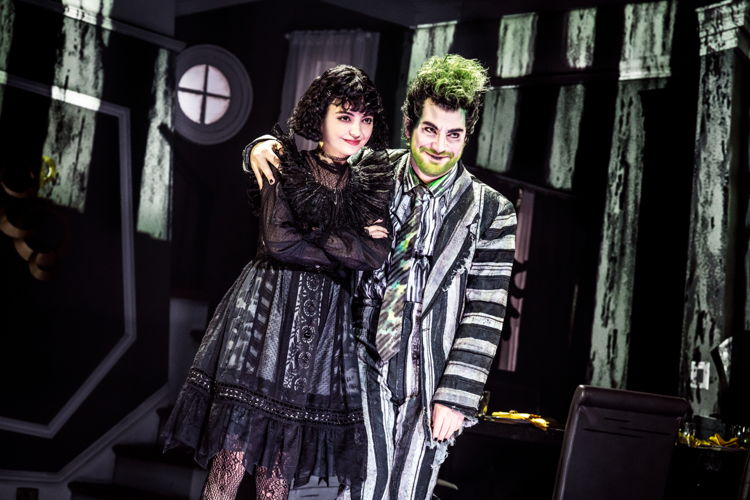 Pictured (L-R): Isabella Esler (Lydia) and Justin Collette (Beetlejuice) Photo by Matthew Murphy, 2022