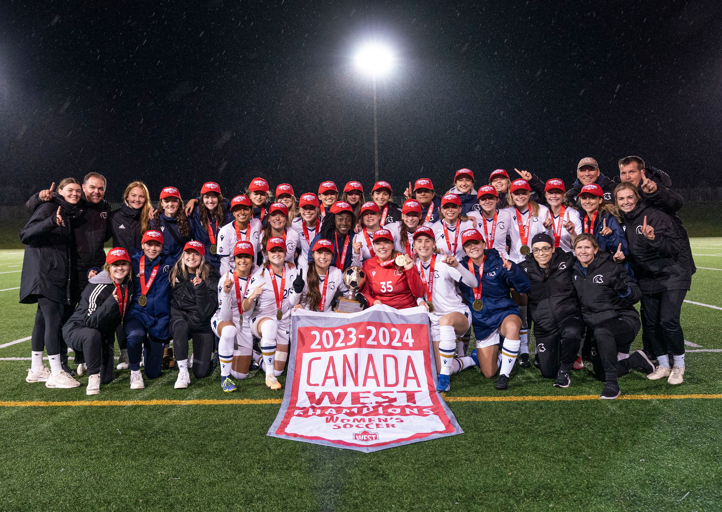 The TWU Spartans claimed the CW championship with a PK victory over UBC. Photo by Rich Lam.