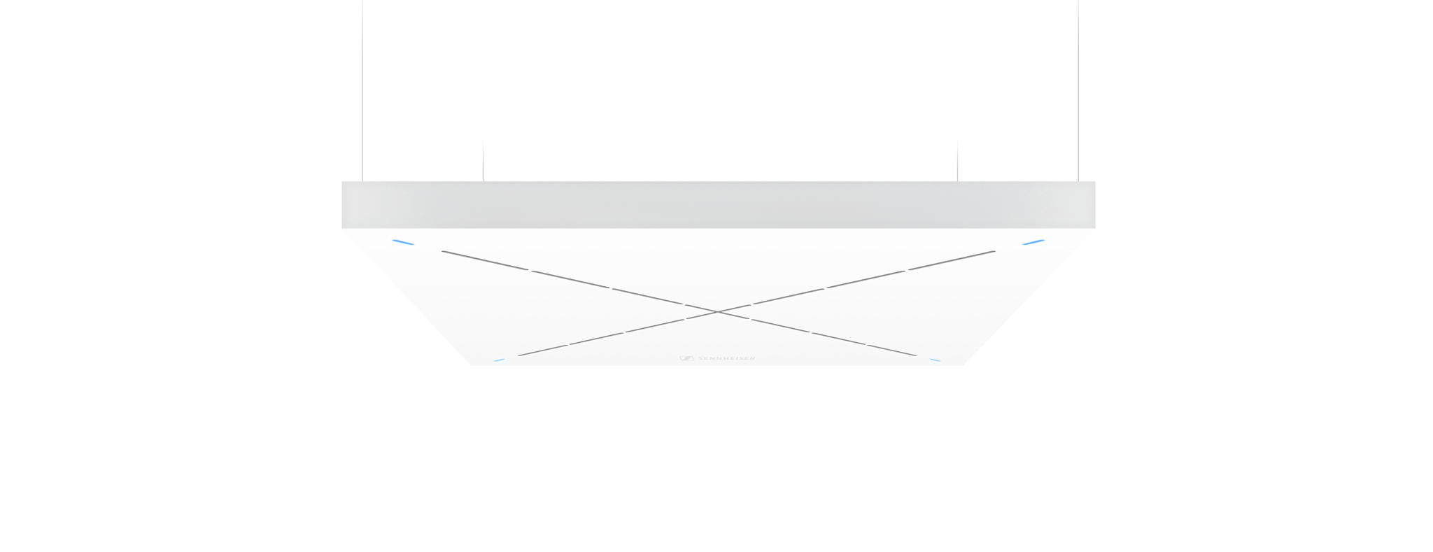 Sennheiser’s TeamConnect Ceiling 2, on active display at Integrate 2019, is a conferencing solution that employs automatic, adaptive beamforming technology Sennheiser’s TeamConnect Ceiling 2, on active display at Integrate 2019, is a conferencing solution that employs automatic, adaptive beamforming technology