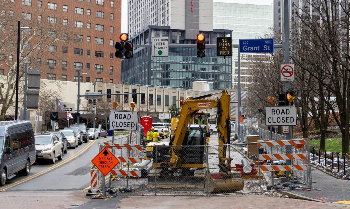 Current work site on Sixth Avenue (Grant-Ross streets)