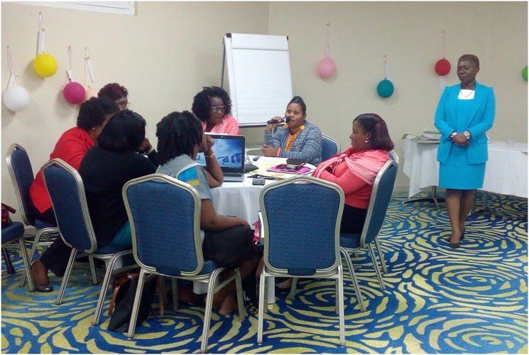 Team Saint Kitts and Nevis presenting.