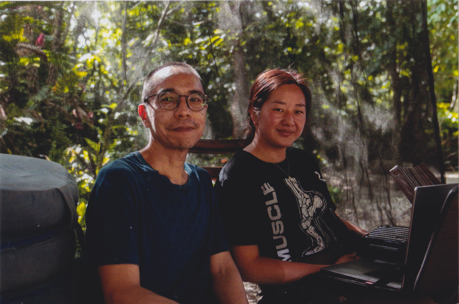 A behind-the-scenes shot of Grace and Apichatpong. Credit: Alicia Corpas Pino