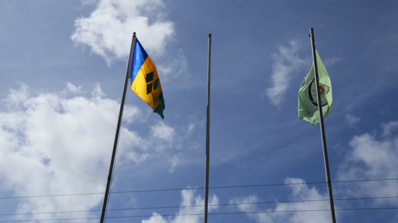 Flag-raising ceremony held at the OECS Commission in Saint-Lucia on the occasion of the 40th Anniversary of Independence of Saint Vincent and the Grenadines