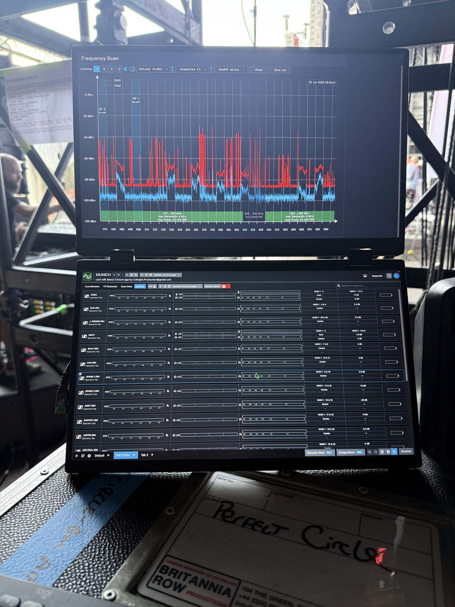 Spectera’s web UI allows users to find and deploy a new frequency to every connected bodypack in seconds, allowing seamless updates without interrupting the artist's performance.