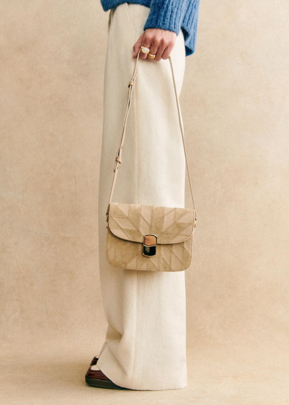 Sézane - Sac Mini MILO Classique Mastic Patchwork - 355€