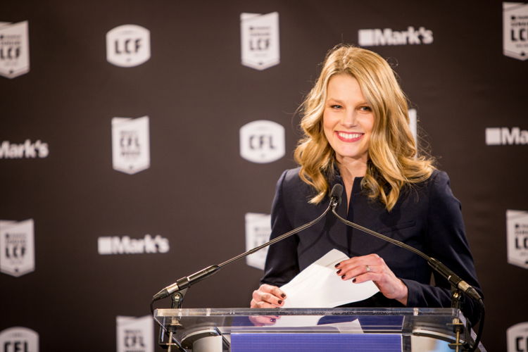 TSN's Sara Orlesky, who hosted the event. Photo credit: Reid Valmestad/CFL 