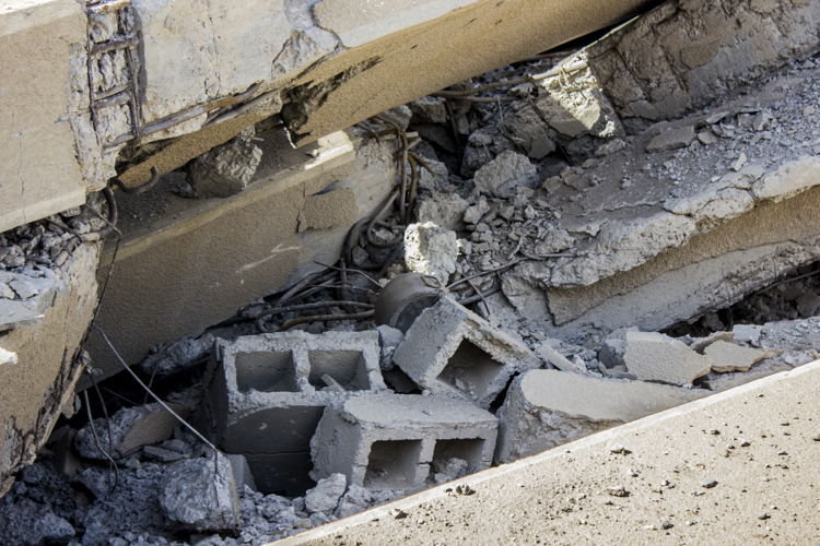 An explosive device found by the residents under the rubble. Al Mishlab, east of Raqqa city. Credit: Diala Ghassan/MSF
