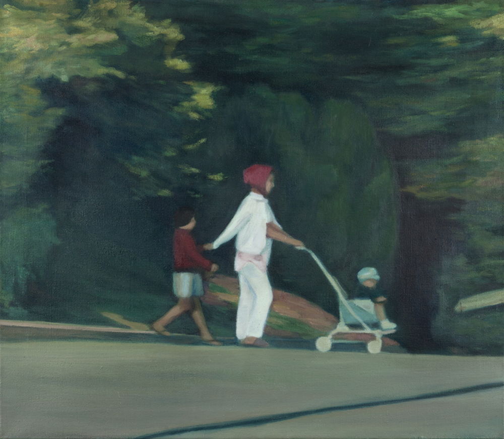 Karin Hanssen, Walking (2003) oil on canvas, 65 x 70 cm courtesy: Collection R., SOFACQ Gallery, Merelbeke (BE)