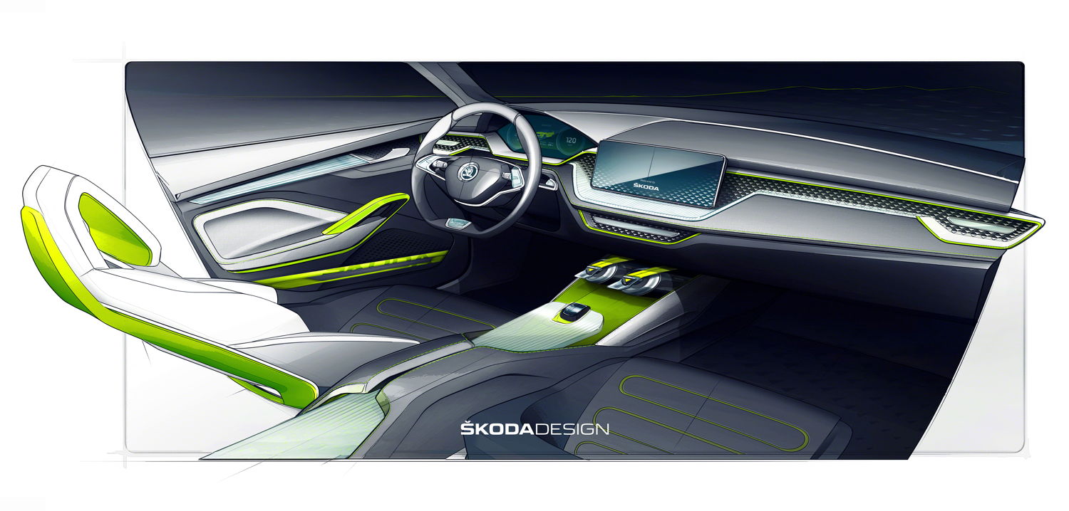 The further development of the brand’s characteristic design language gives the ŠKODA VISION X a powerful and expressive front end.