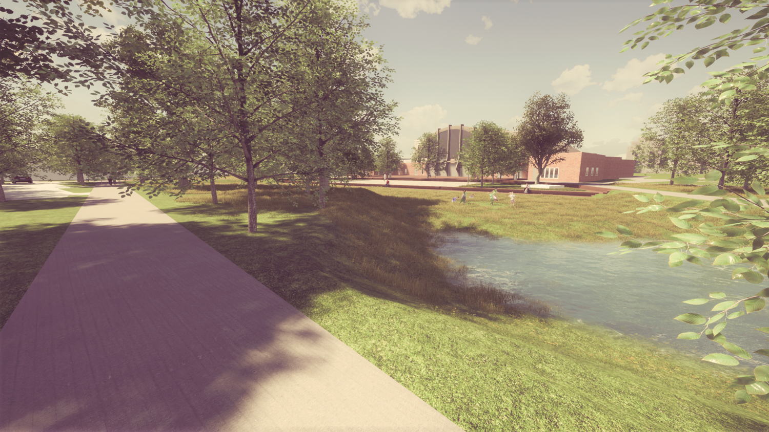 Toekomstbeeld pad richting Arenaplein_© CLUSTER landschap & stedenbouw