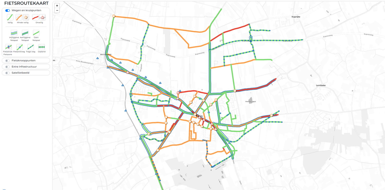 digitale fietsroutekaart