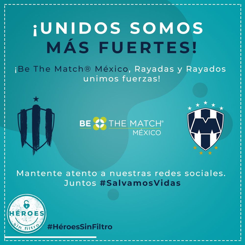 Rayados y Be the Match Redes sociales