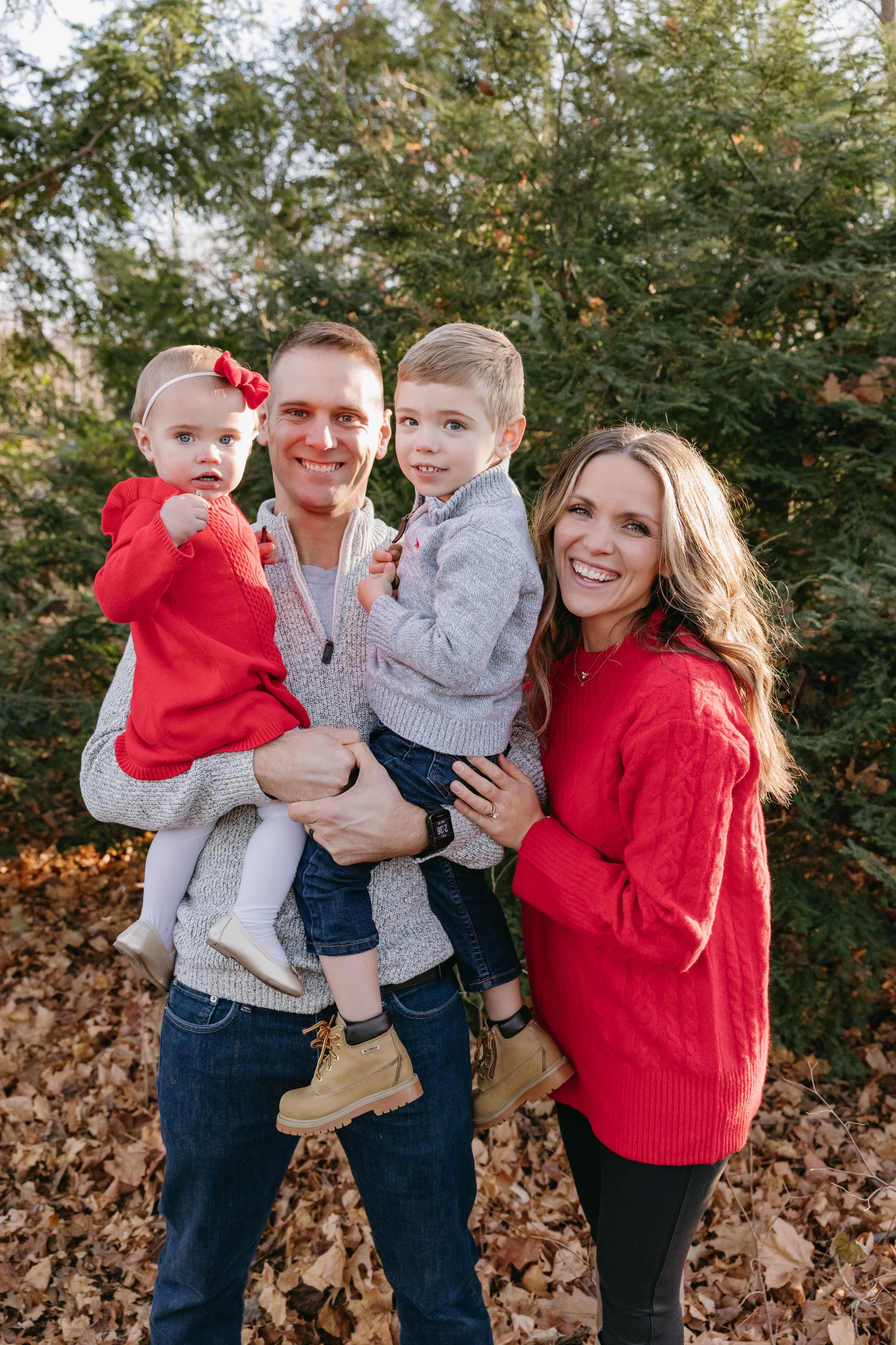 Trooper Carns with his two children, Ally and Gray, and wife Meghan.