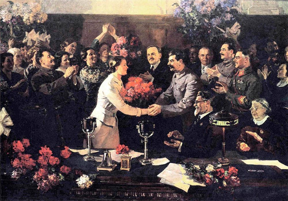 AKG2820743 "An Unforgettable Meeting – Russian Revolution" Vasili Efanov (Soviet Russian Socialist realist artist) ©akg-images / WHA / World History Archive