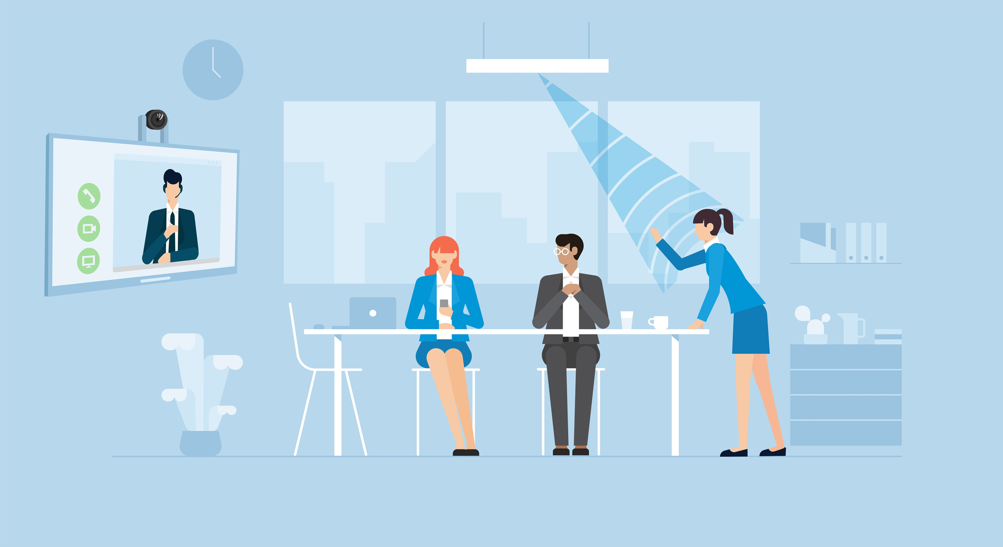 A ceiling microphone is a user-friendly solution for meetings with remote participants A ceiling microphone is a user-friendly solution for meetings with remote participants
