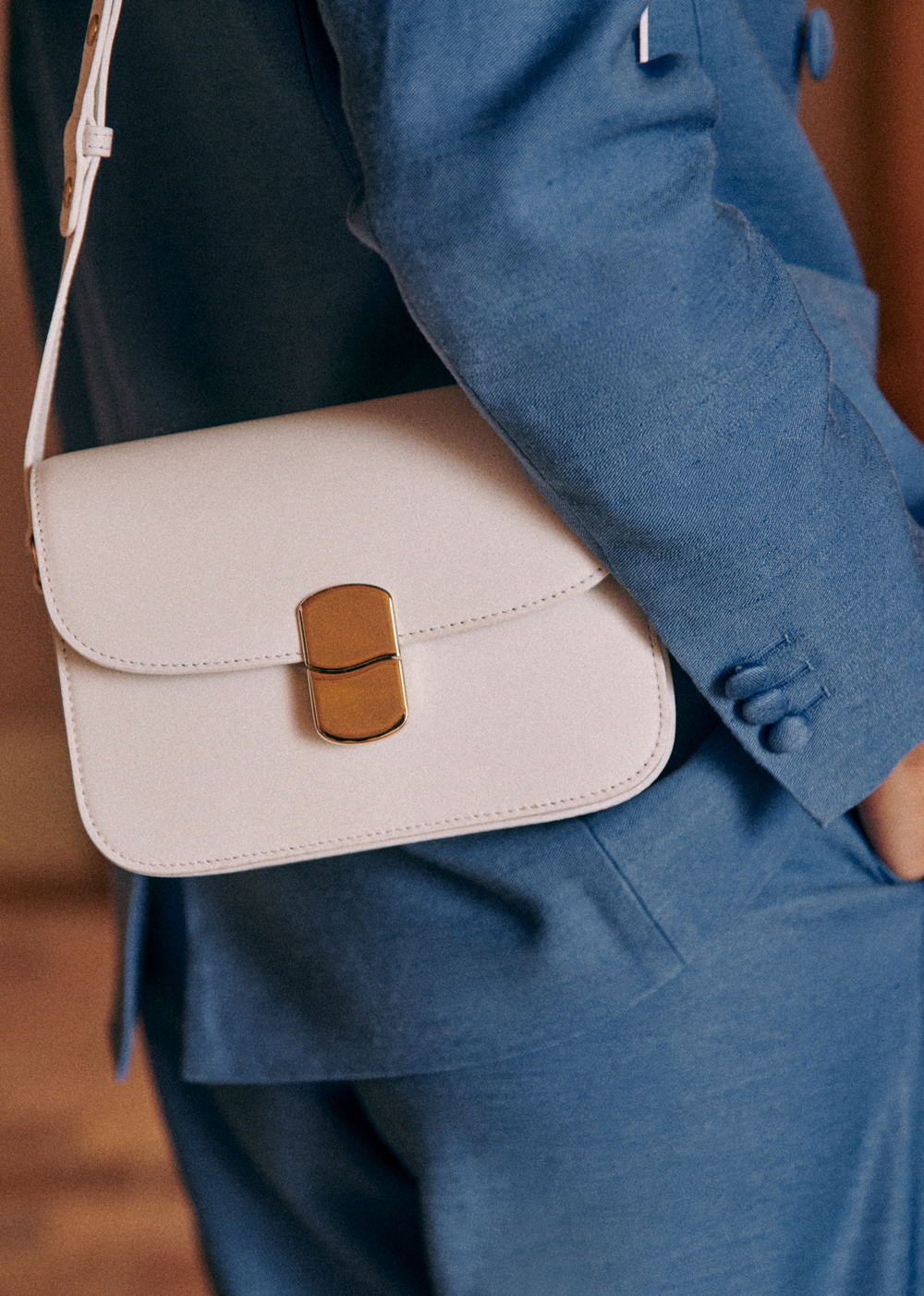 Sézane - Sac Mini milo classique ecru lisse - 335€