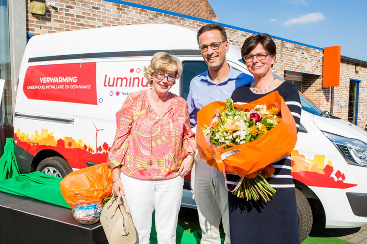 Veerle Heeren, bourgmestre de Saint-Trond
Grégoire Dallemagne, CEO d'EDF Luminus
Nicole Stassen, Directrice générale de Leenen Luminus