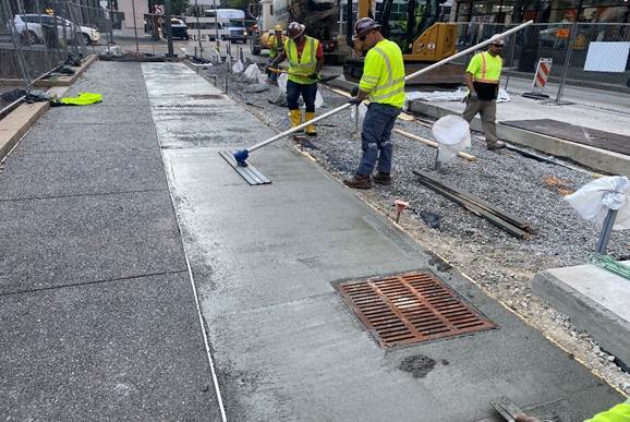 New sidewalk recently placed at Fifth Avenue and Market Street