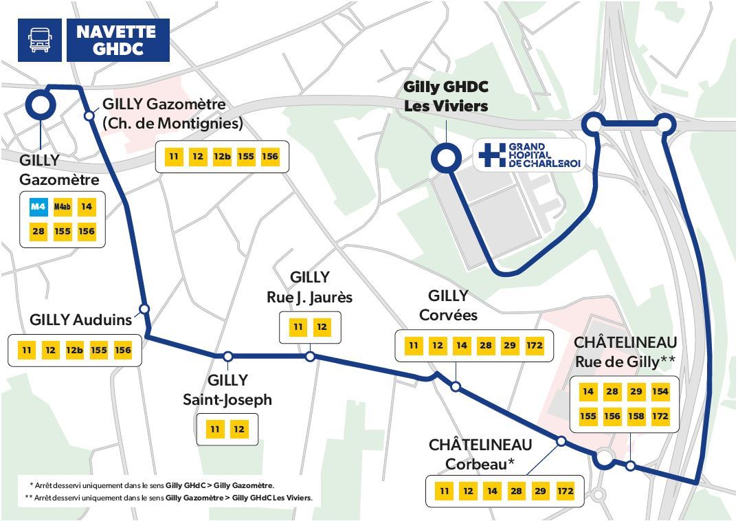 Une ligne de bus vers le site Les Viviers du Grand Hôpital de Charleroi ...
